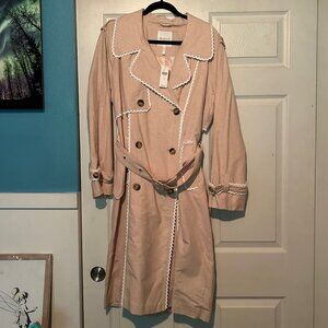 NWT Avec Les Filles Rickrack Trench Coat - Size L